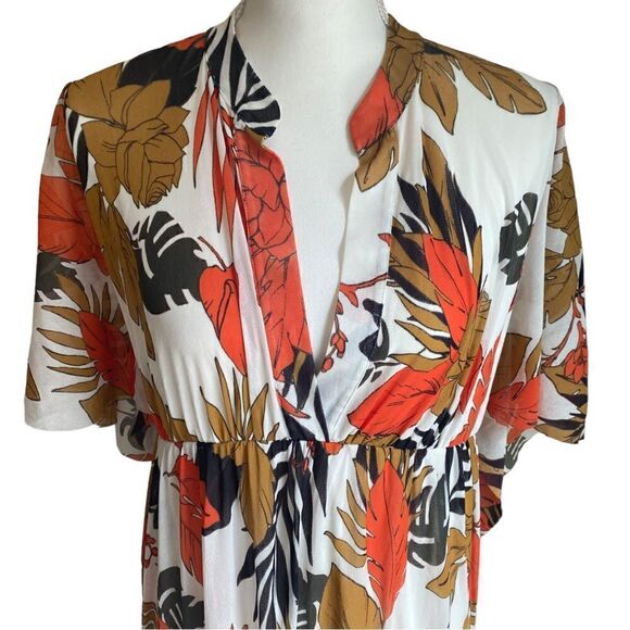 Fuzzi V Neck Leaf Print Dress Size Large - Picture 4 of 7